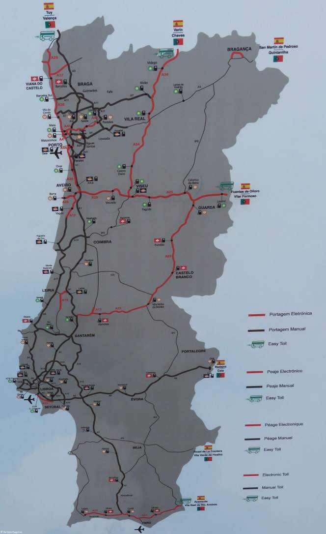 Mapa das estradas de Portugal